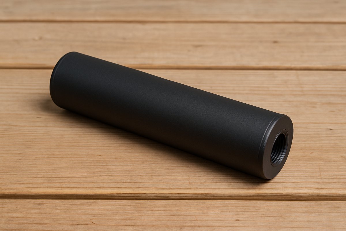 Silencieux 9mm sur banc en bois